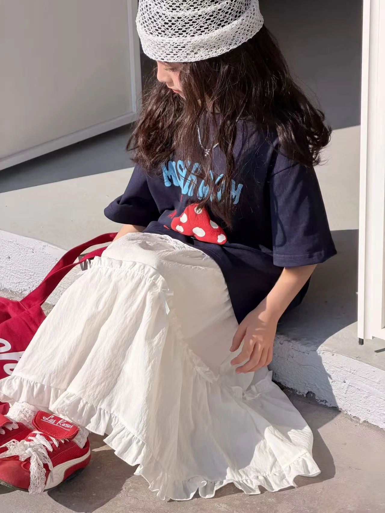 nouvelle-collection-Ete-jupe-mi-longue-en-coton-et-dentelle-pour-filles-style-champignon-tenue-assortie-parent-enfant-vetements-enfants-style-doux