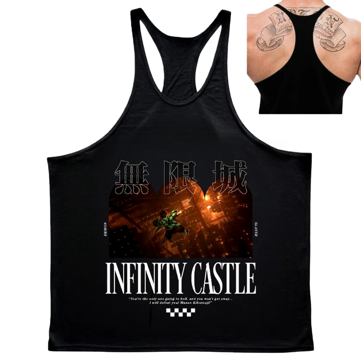 

Demon Slayer японский аниме жилет из чистого хлопка с принтом повседневный и модный мужской и женский летний жилет большого размера одежда