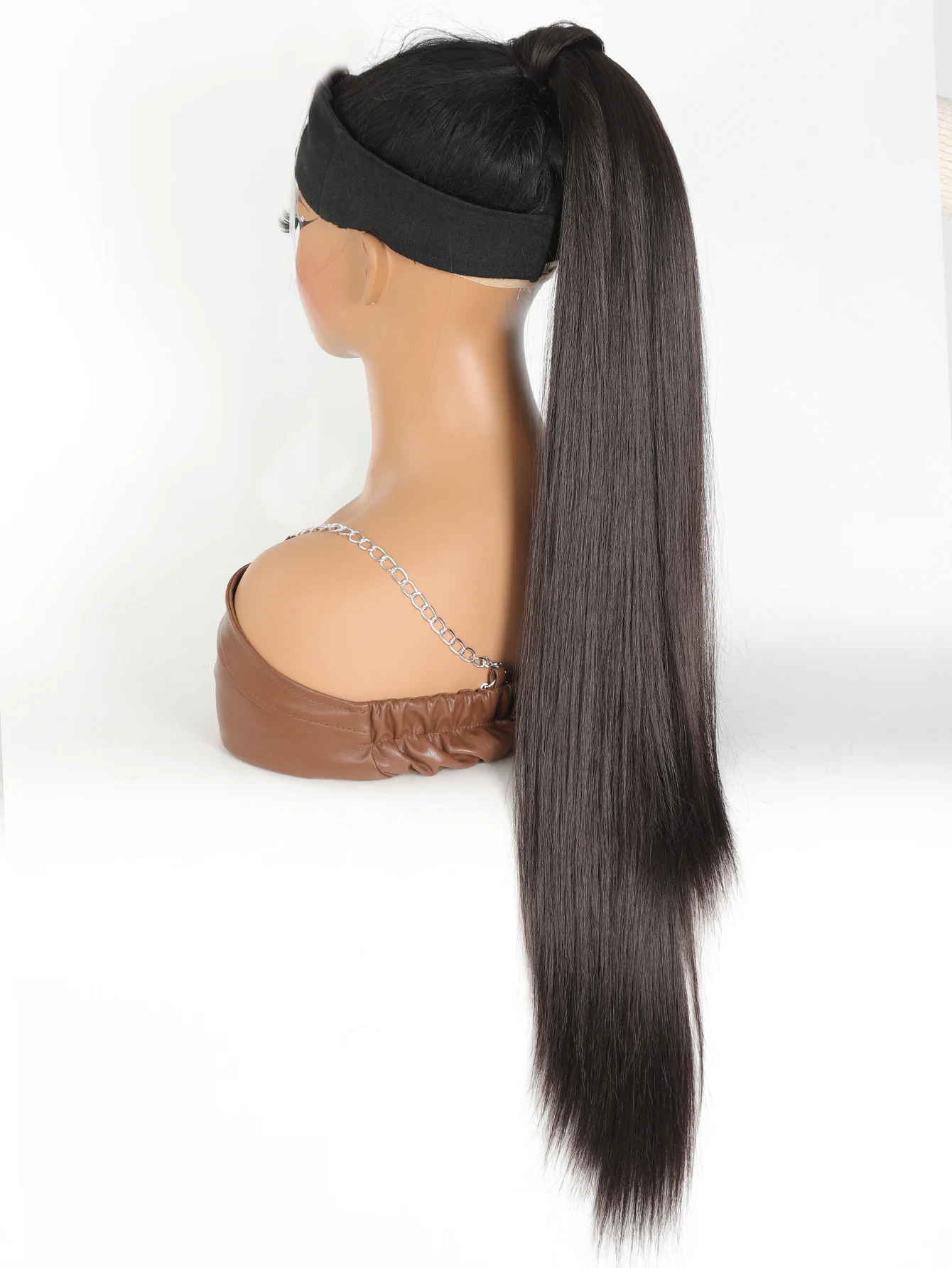 Synthetic 32 Inch Flexible Wrap Around PonyTail Extension Long straight hair  Ponytail Pretty Hair Ponytail Women\'s Wig