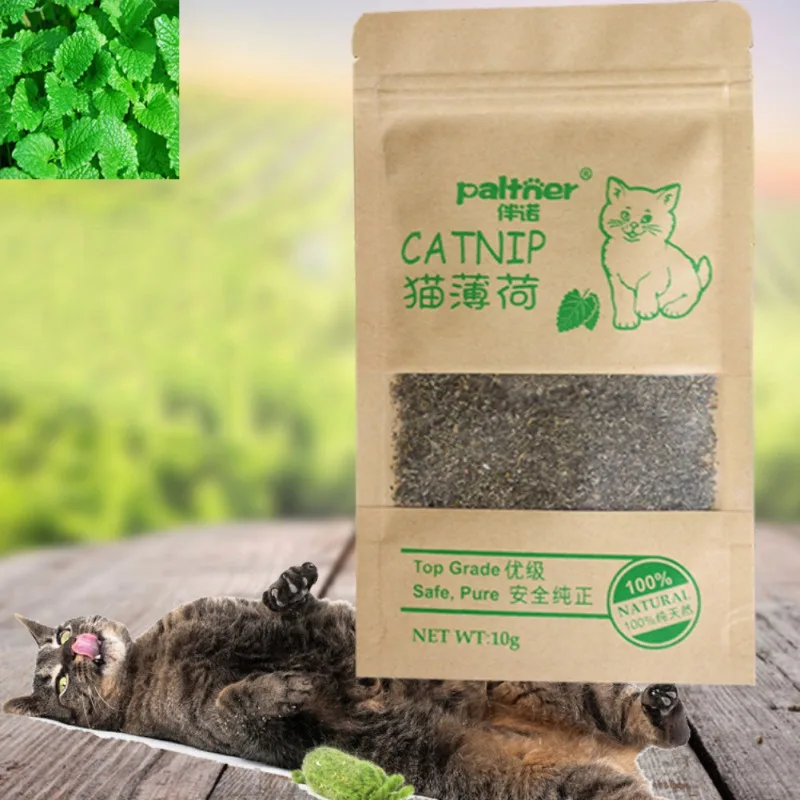 1/2 Stuks Nieuw Biologisch 100% Natuurlijk Kattenkattenkruid Rundergras 10G Kattenmuntblaadjes Mentholsmaak Grappige Kattentraining Speelgoedkatten