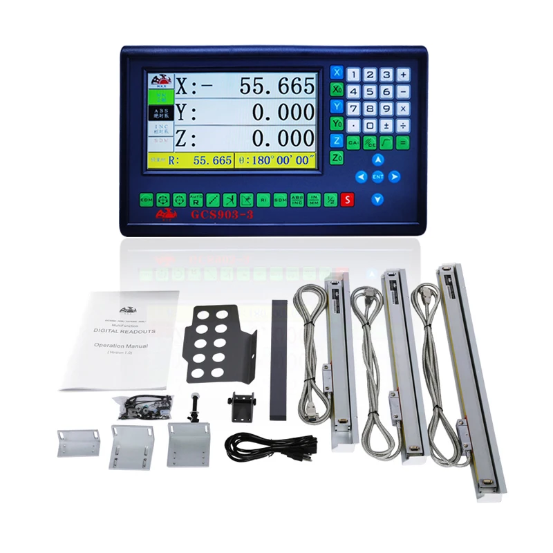 GCS903 Big LCD DRO 3 Axis Dro Digital Readout Metal Display With Linear Scale Encoder Ruler For Milling CNC Lathe Dro Machines