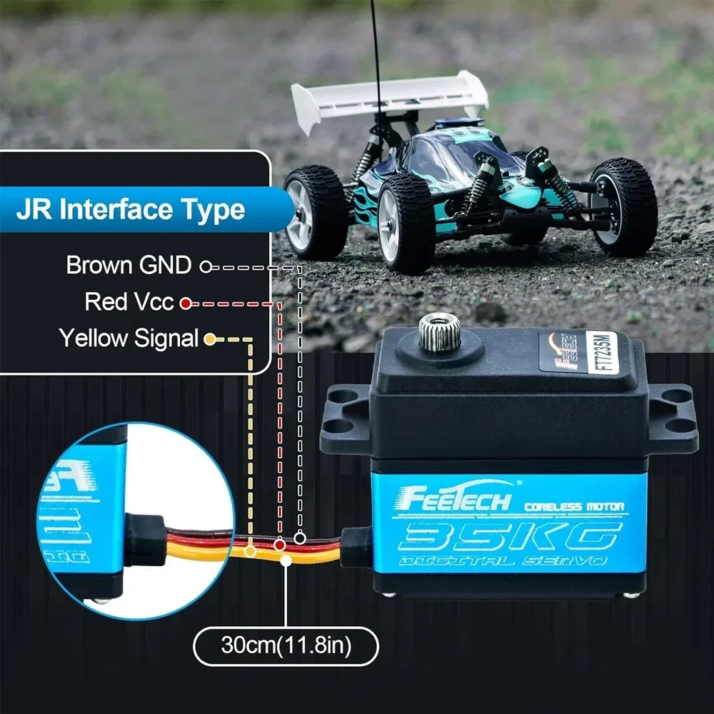 Servo Numérique FT7235M, 35kg, Engrenage en Acier à Couple ÉWer, Étanche, 6-8.4V, 180 Résistant pour Voitures 1/8 1/10 RC, Bras de Robot, Avion