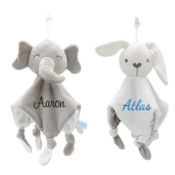 Couette en Peluche Douce Brodée avec Nom Personnalisé pour Bébé, Jouet Muppet de Sommeil pour Fille et Garçon, Cadeau
