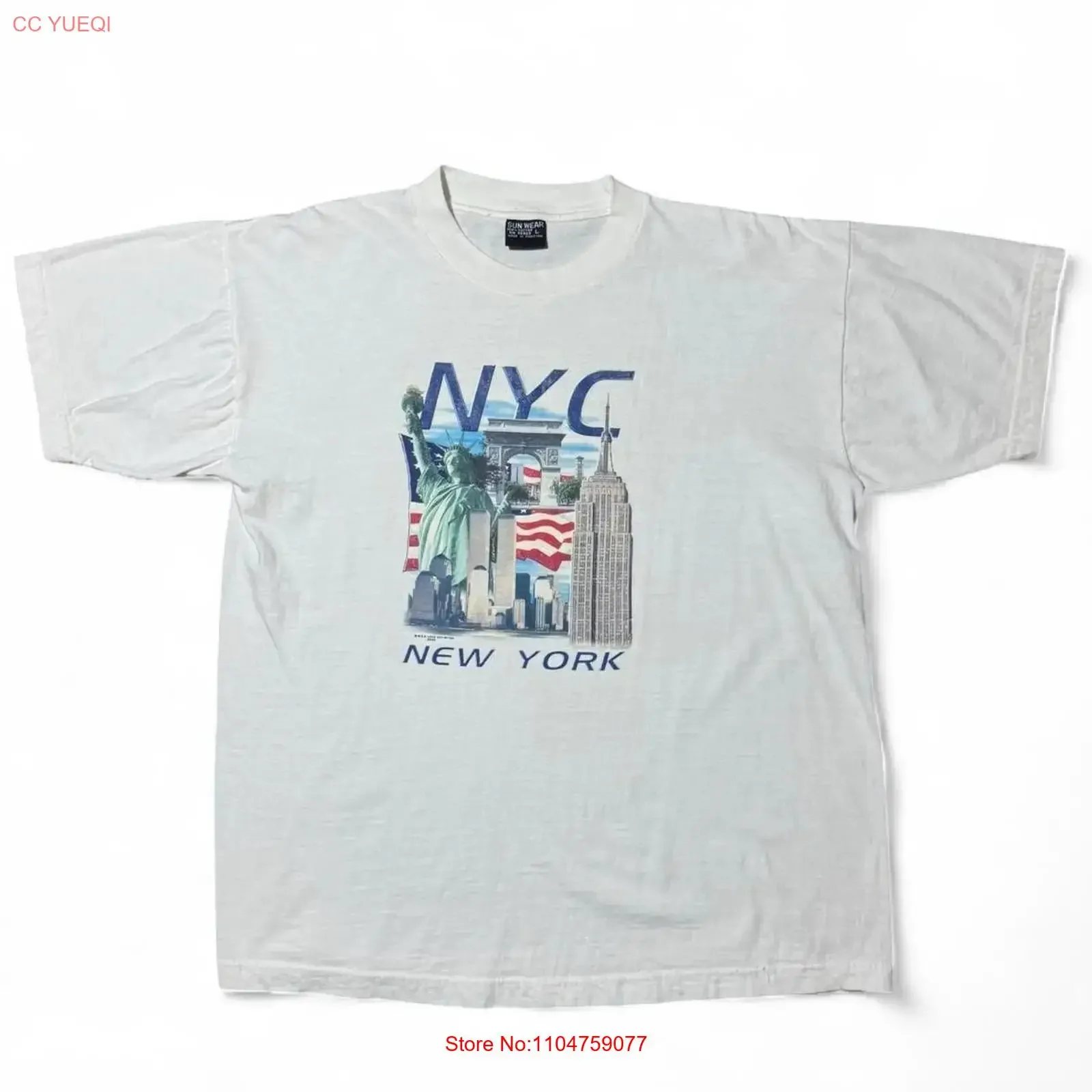 Vintage Y2K New York Souvenir Twin Towers Pre 9 11 Tourism T shirt Large vintage Washed fashion Unisex streetwear Soft Casual