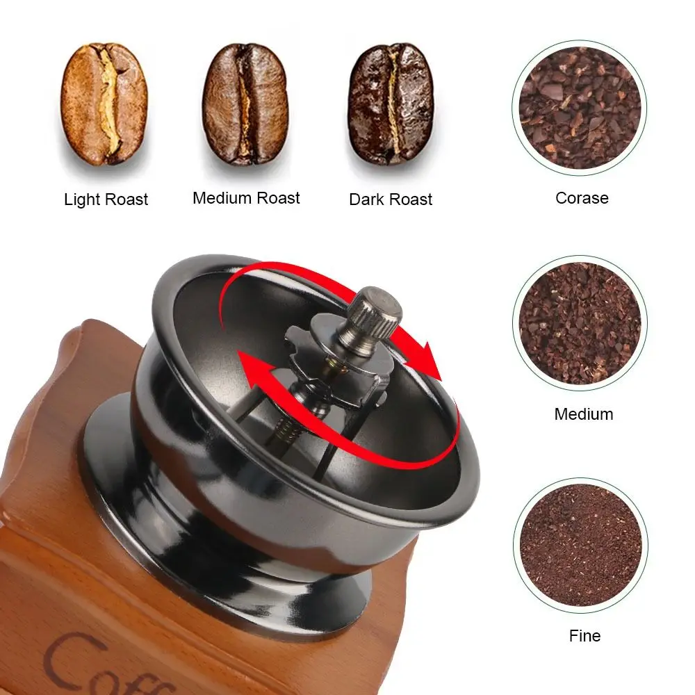 New Vintage Manual Coffee Grinder Mini Wooden Hand Crank Grinders Kitchen Decor DIY Hand Coffee Bean Grinder Classic Coffee - Image 3