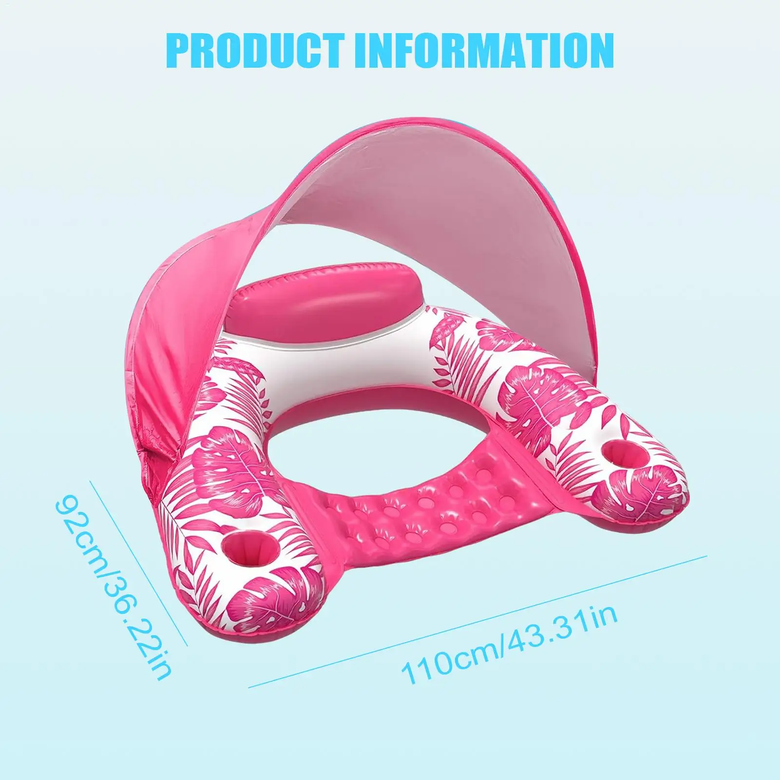 Poolschwimmer mit Baldachin, Poolschwimmer für Erwachsene mit Schatten, robustes Schwimmfloß für Erwachsene mit Halter, Wasserschwimmer für Schwimmen, Fluss, Strand