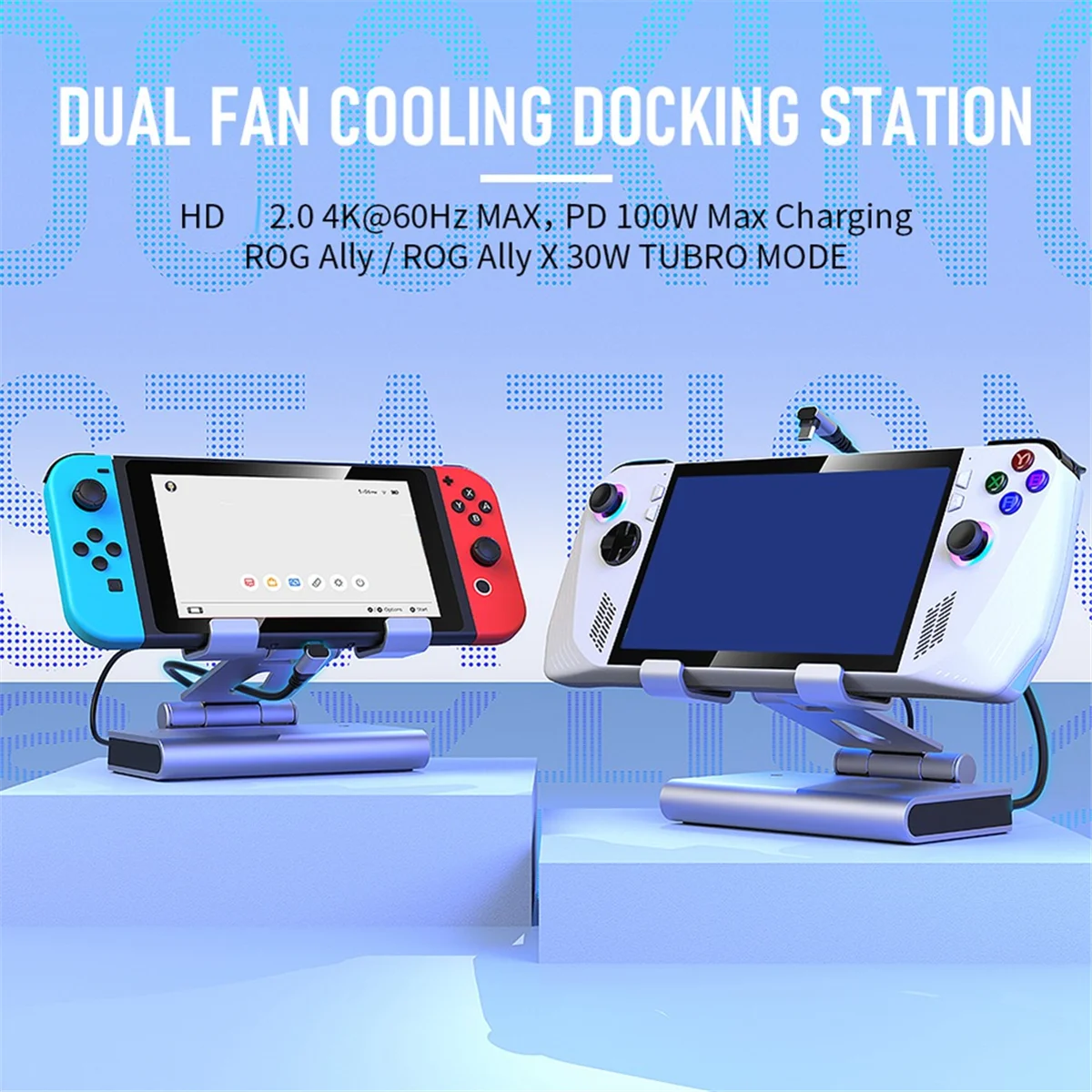 BFYL-6 ใน 1 RGB พัดลมคู่ Docking Station สําหรับ ROG ALLY SteamDeck เกมคอนโซล Dock ปรับความสูง Dock Bracket