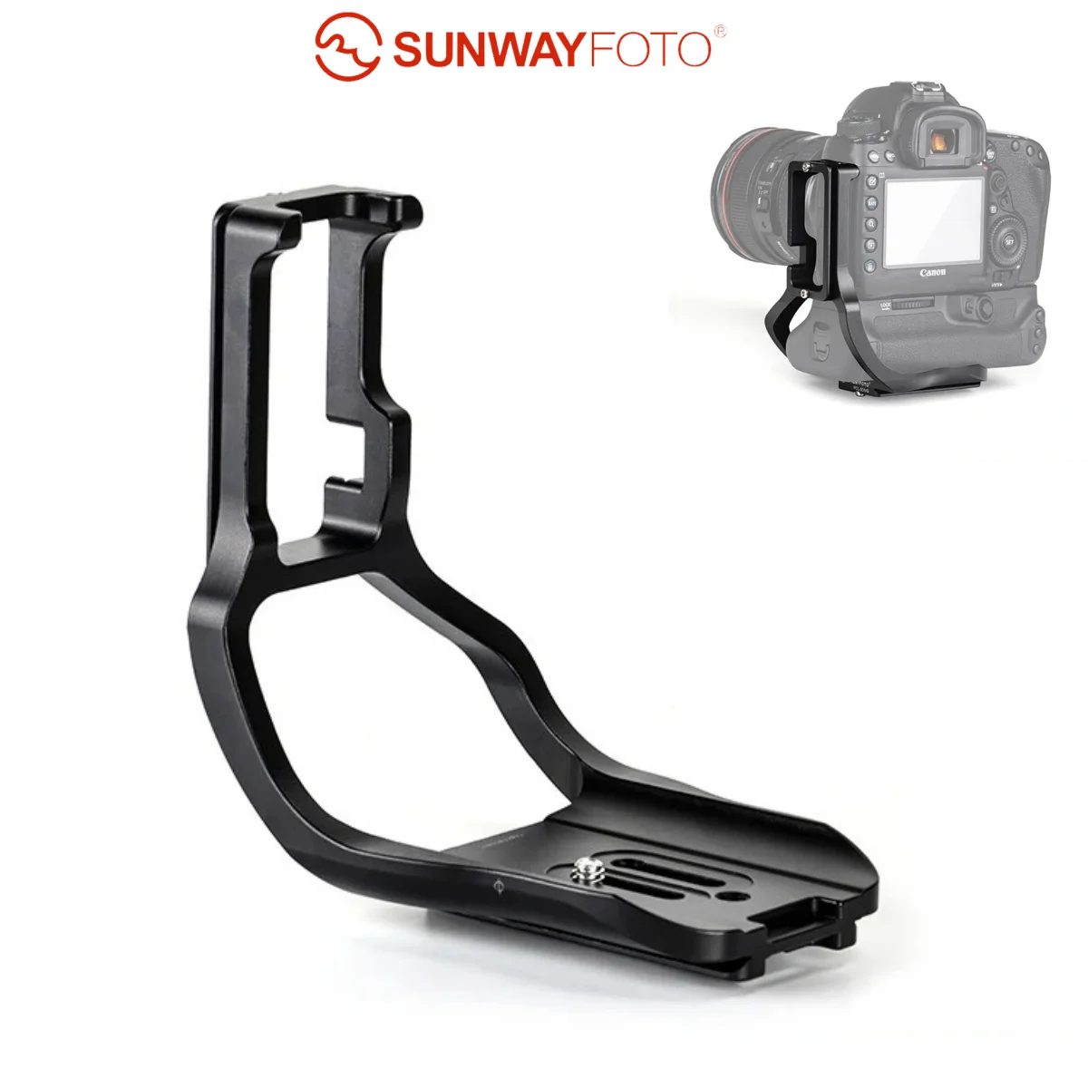 

SUNWAYFOTO PCL-5DIVG Tripod Head Quick Release L Plate for Canon 5D Mark IV Camera with Battery Grip L-bracket QR Plate