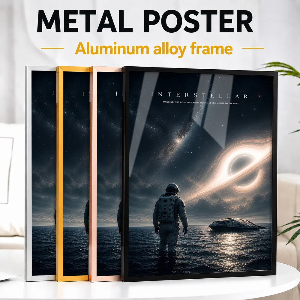 Interstellar Movie Astronaut Framed Aluminum Metal Poster Customized Photo Astronomical Wonder Style Wall Art For Science Room