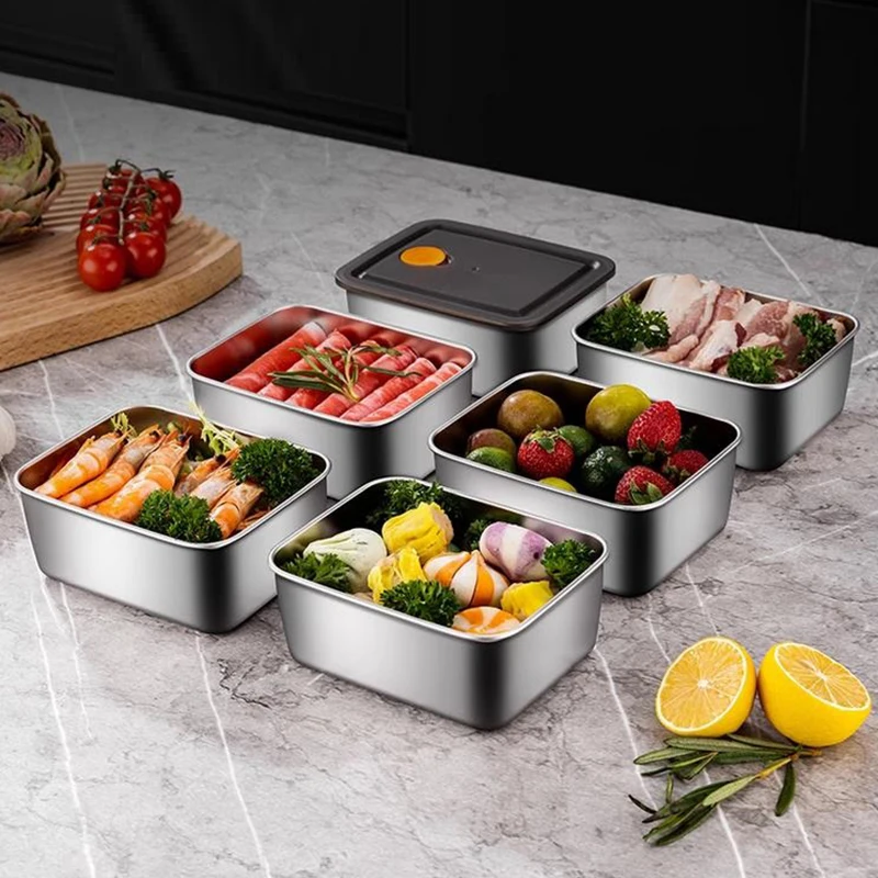 600ML 401 Stainless Steel Bento Lunch Box With Lid Food Containers Fresh-keeping Box Home Leak-Proof Storage Box