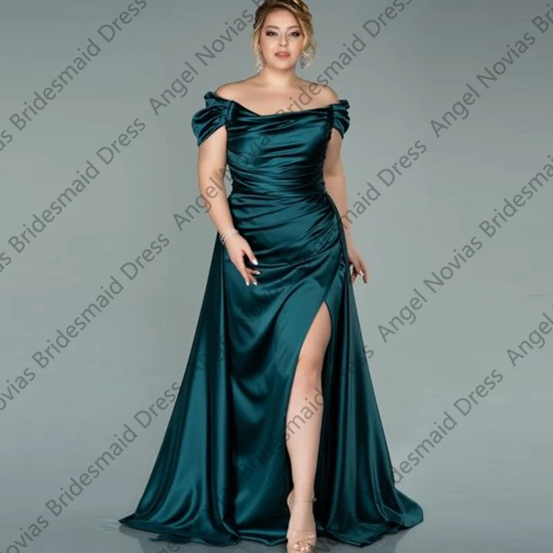 

Customized Plus Size Dark Green Bridesmaid Dresses with Side Skirt Wedding Guest Guest Gowns vestido de madrinha de casamento