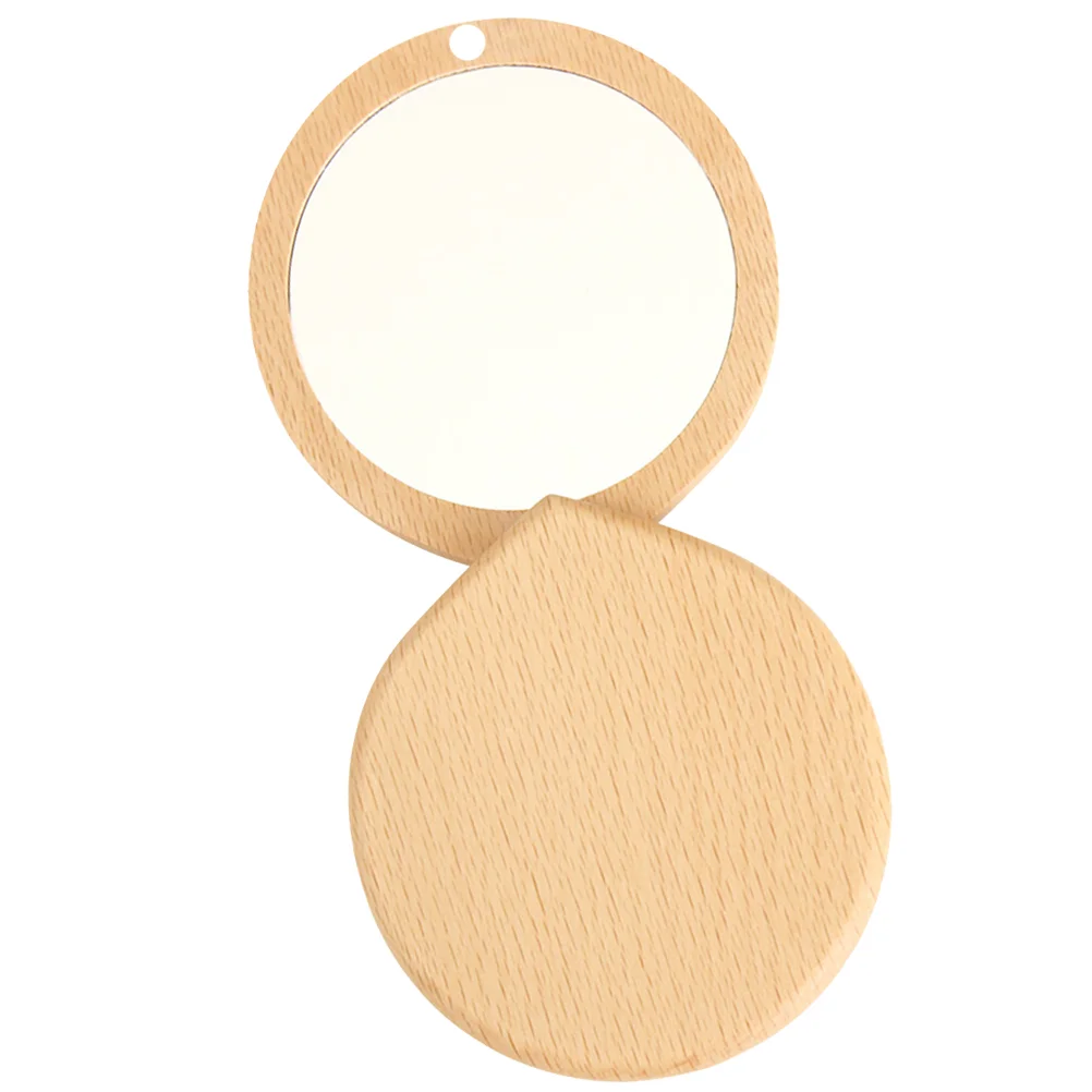 Petit miroir de maquillage portable en bois, miroir de poche pour femmes, filles, dames, 1 pièce