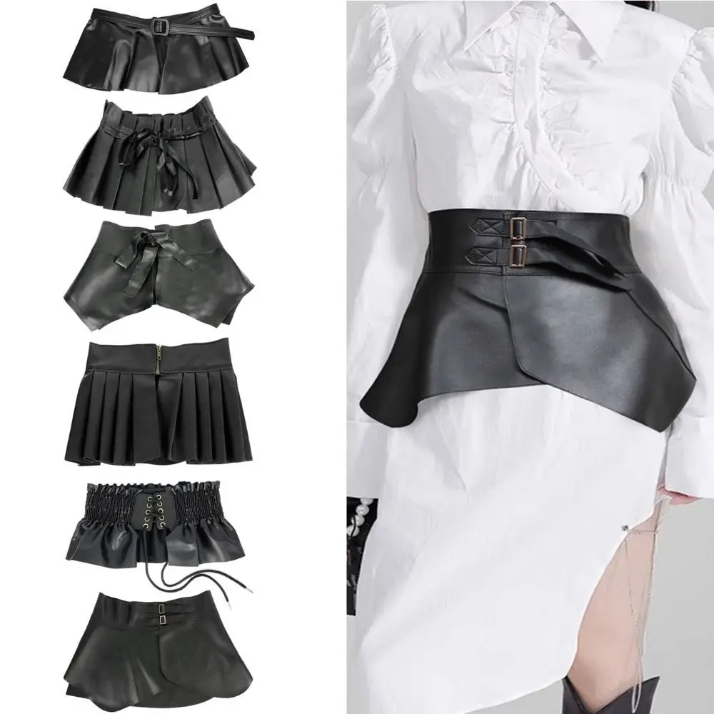 Cross All Match Waist Belt Pleated Skirt Gauze Edge Peplum Cummerbund Geometrically Designed Ruffles Design Decorative Belt