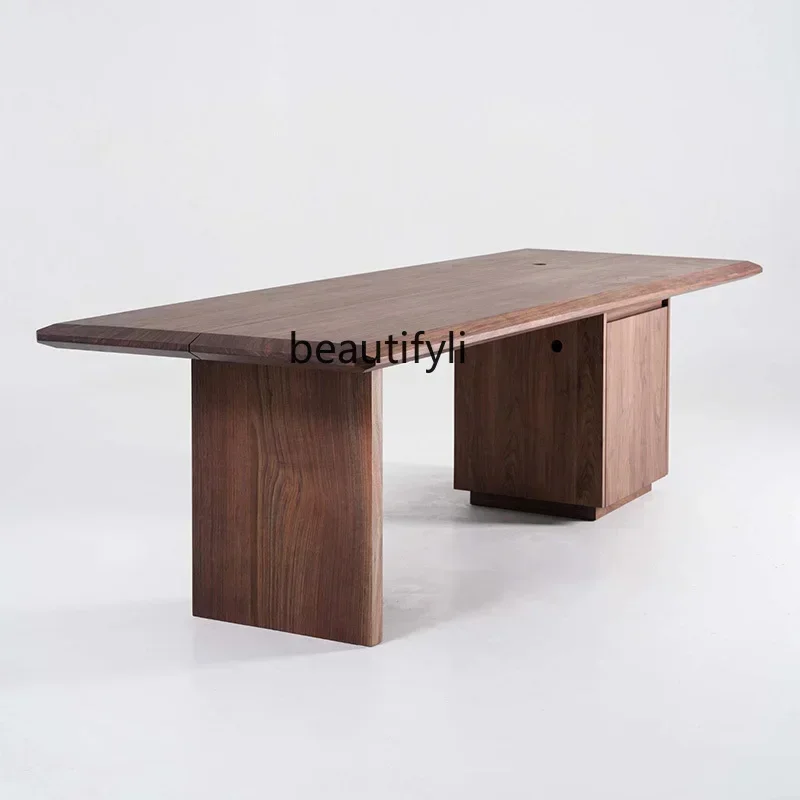 

YH55 Y Italian minimalist walnut solid wood rectangular dining table medieval designer retro dining table