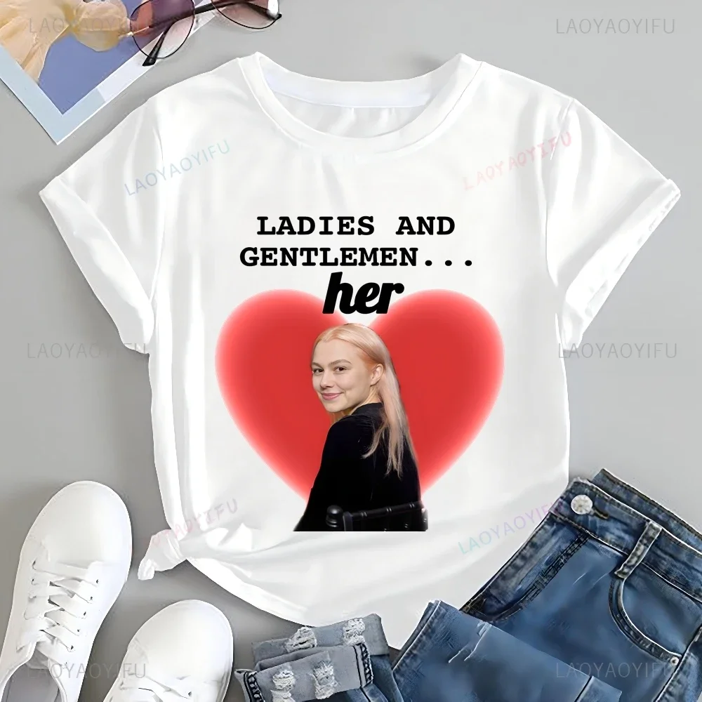 Einzigartiges Phoebe Bridgers Singer Print T-Shirt Top Phoebe Bridgers Trend Kurzarm Unisex Shirt Grafik Übergroßes Baumwoll-T-Shirt