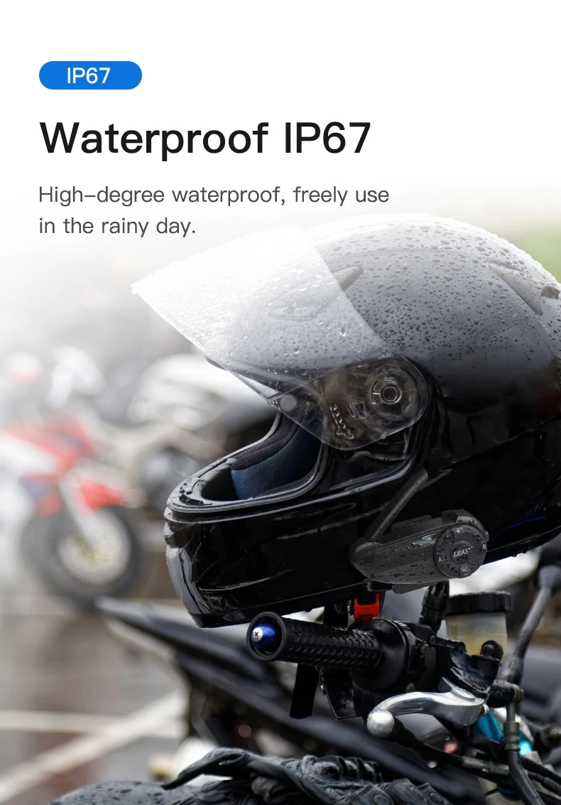 Ejeas Q7 Bluetooth  Motorcycle Intercom Helmet Headset up to 7 Riders Wireless Waterproof Interphone Headsets FM Radio