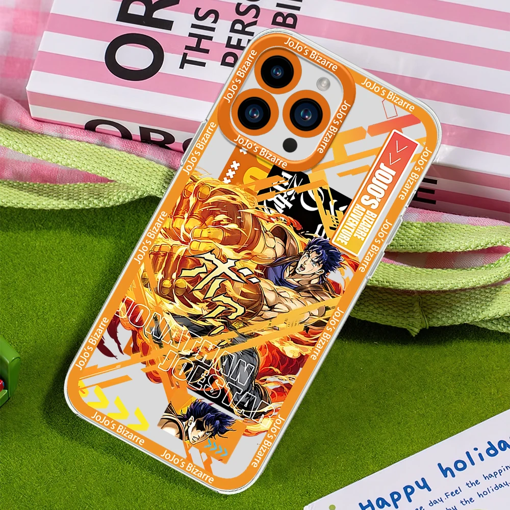 bilibili J-JoJos Bizarre Adventure Phone Case for iPhone 12 11 13 14 15 16 Max Pro Plus Transparent Bezel Cover