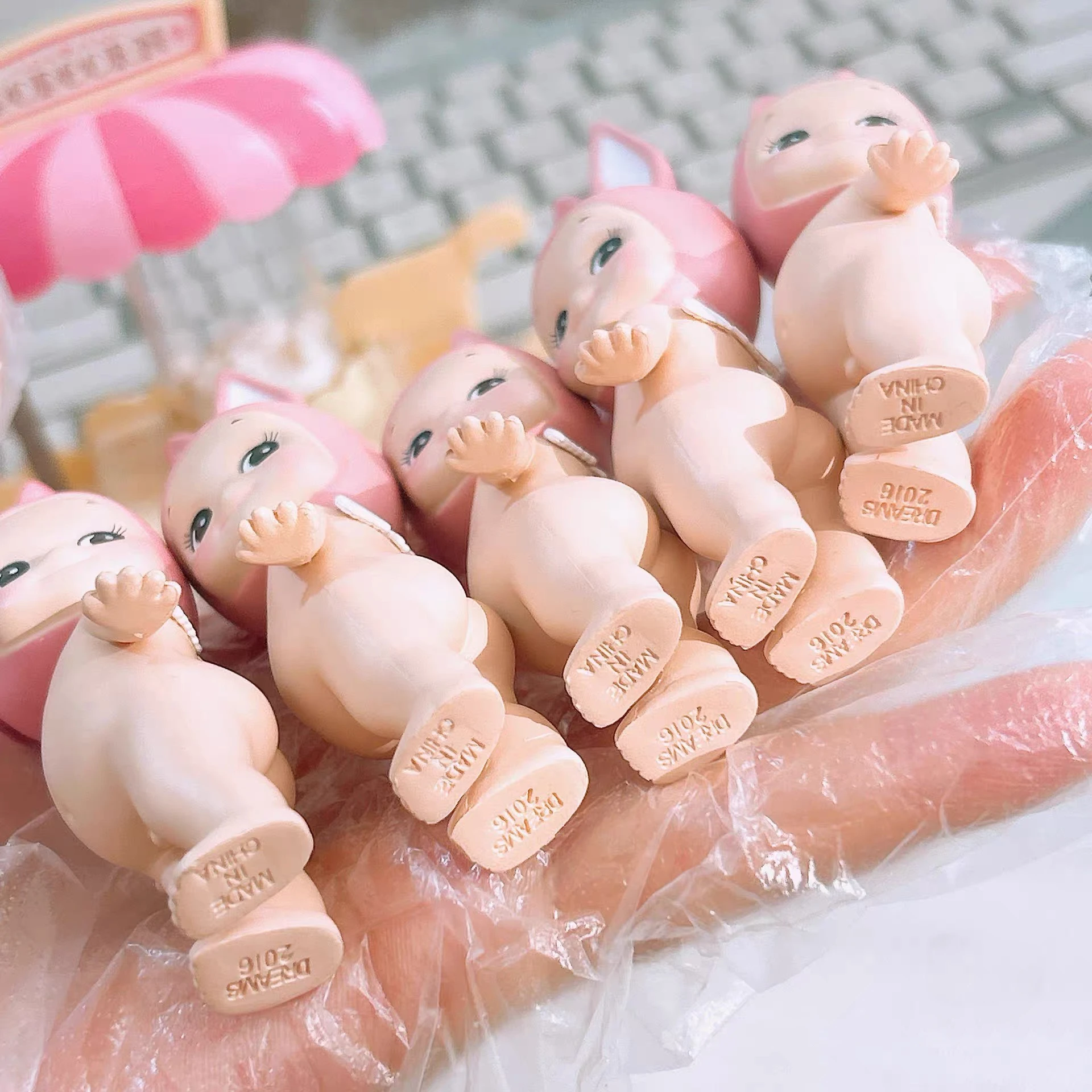 소니 엔젤 미니 피규어 핑크 토끼 (2005, 2011, 2016년) 박스 없음, 가방 없음, 블라인드 박스