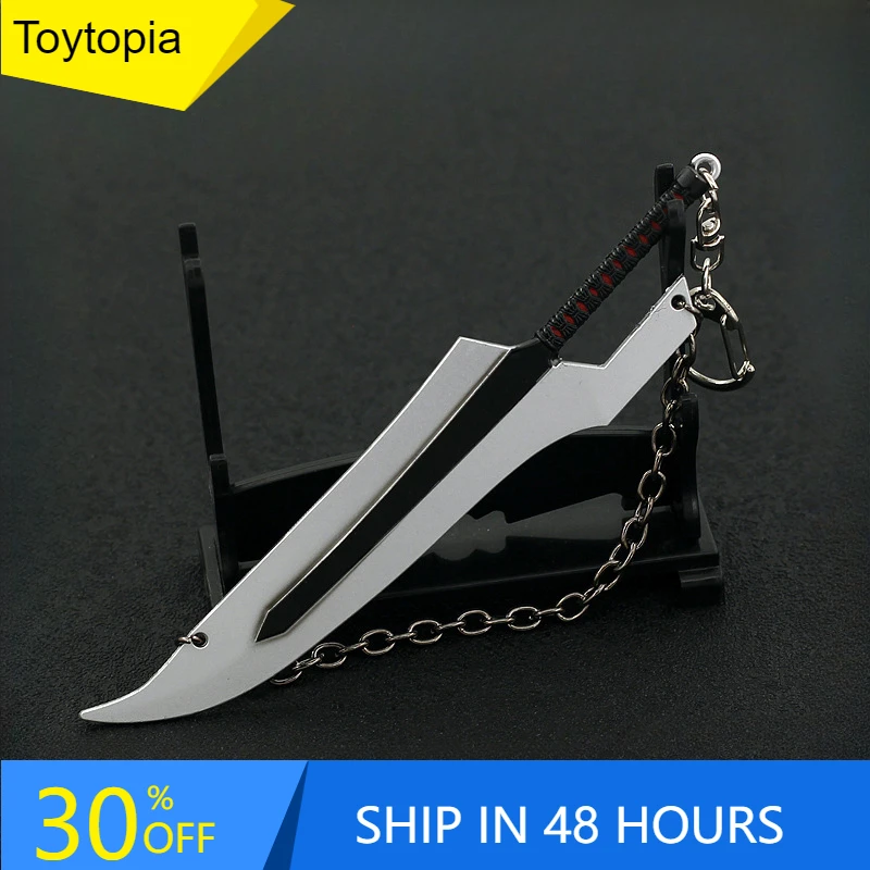 LLavero de Anime japonés Ichigo Kurosaki Tensa Zangetsu Ban Kai, armas de Metal sin cortar, Katana Samurai, juguetes para niños, regalo para niños, 15cm