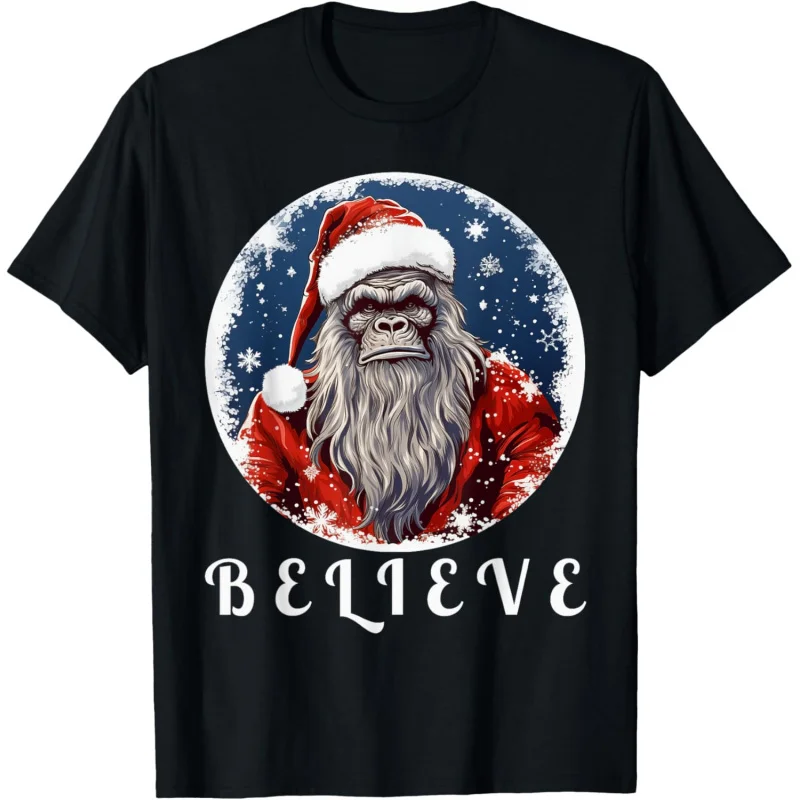 

Christmas Funny Bigfoot Santa Sasquatch Pajama Believe T-Shirt