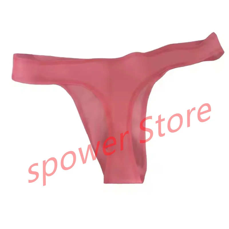 

Latex Briefs Sexy Fetish Rubber Shorts Transparent Pink Underwear Lingerie UnderPants Handmade Cosplay Costume for Men