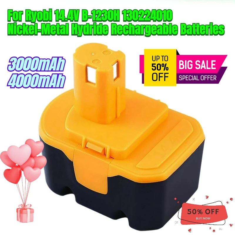 

3000mAh/4000mAh for Ryobi 14.4V B-1230H 130224010 Nickel-Metal Hydride Rechargeable Batteries