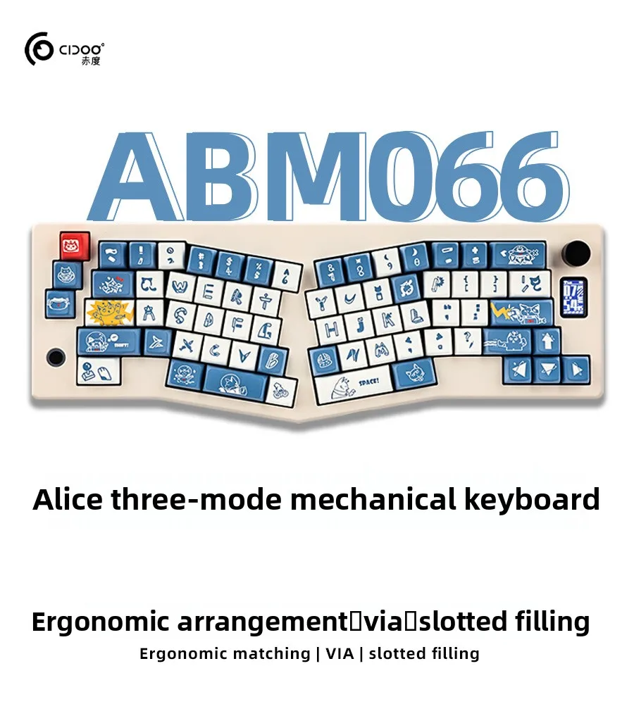 Custom ABM066 Alice Layout Mechanical Keyboard Barebones Gasket Mount BT 2.4G Wired VIA Programmable Hot Swappable Kit