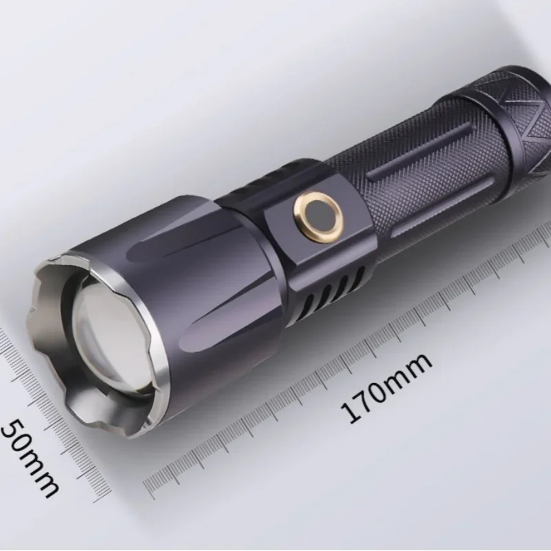 JIASHUAIXIN XHP360 High-Intensity Flashlight with Zoom, Type-C Fast Charging 30W LED White Laser Long-Range Flashlight