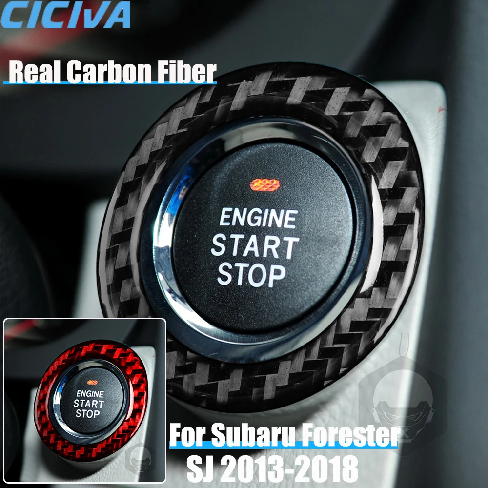 

Real Carbon Fiber Car Accessories Engine Start Trim Cover Soft Sticker For Subaru Forester SJ 2013 2014 2015 2016 2017 2018
