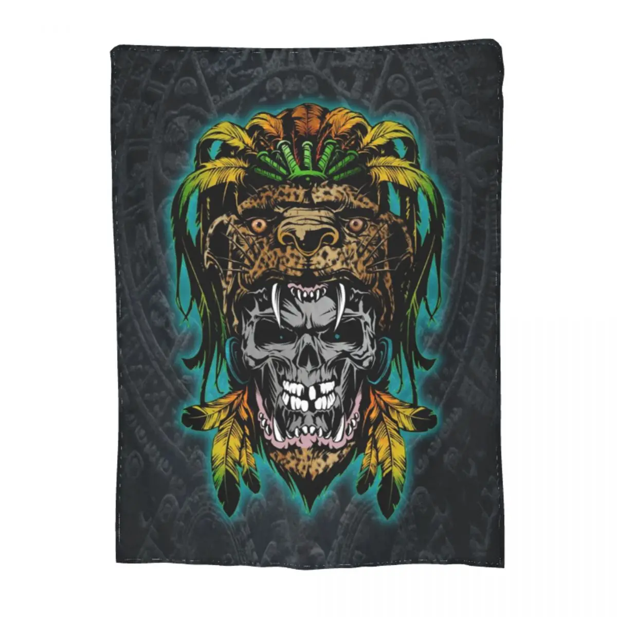 Mayan Skull Printed Blanket skeleton scary dead man Customize Outdoor Throw Blanket For Bed Cute Blankets