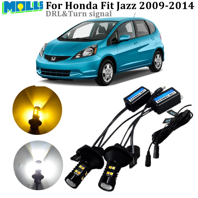 

led DRL Daytime Running Light& Front Turn Signals all in one WY21W 7440 T20 car led light fit for Honda Jazz fit 2009+