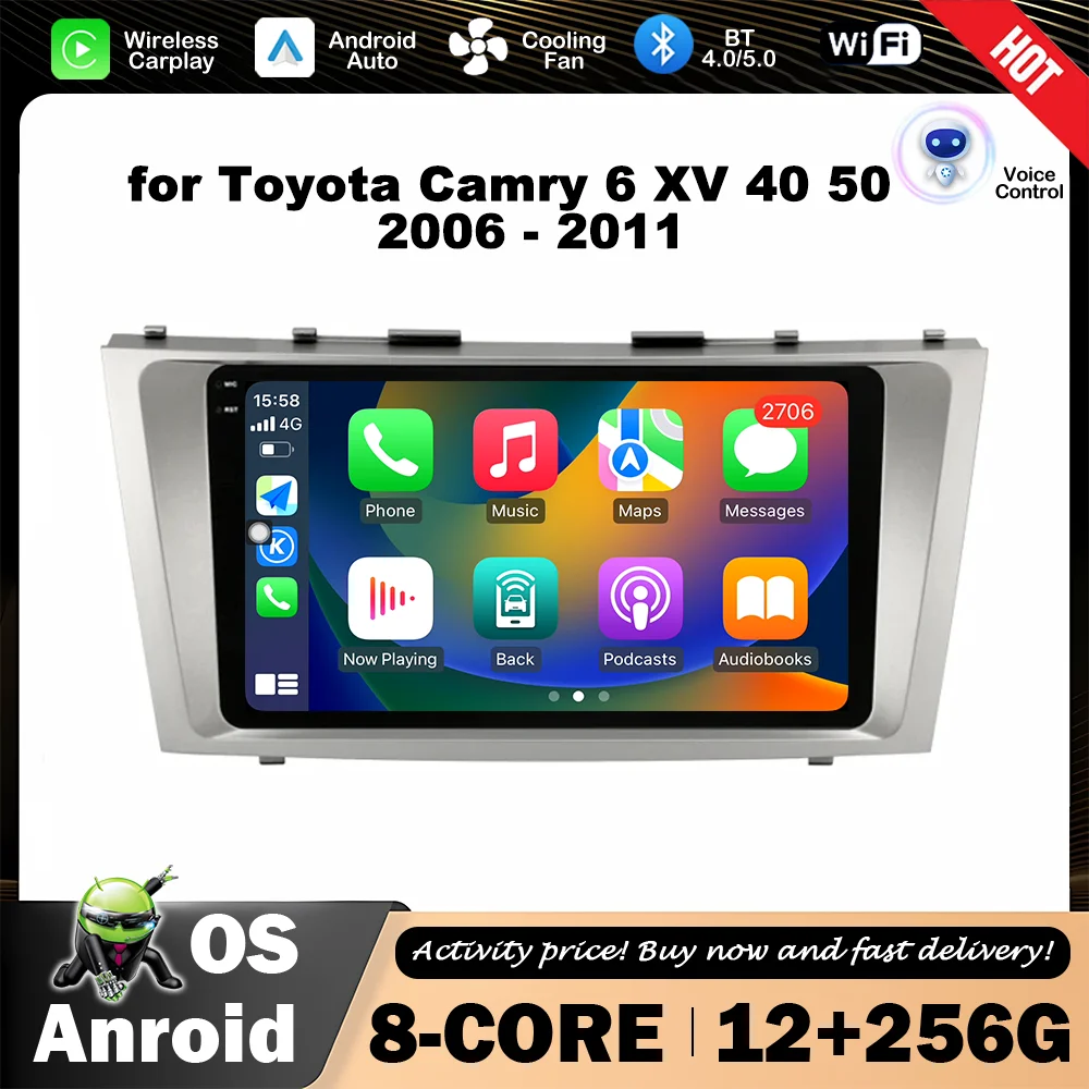 

9 '' Android OS for Toyota Camry 6 XV 40 50 2006 - 2011 Car Video Multimedia Player Wireless Carplay GPS Navigation DSP Stereo