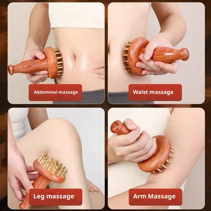 

Portable Brass Wooden Gua Sha Massage Tool Head Neck Leg Body Meridian Massager Lymphatic Muscle Relief Pain Deep Tissue Massage
