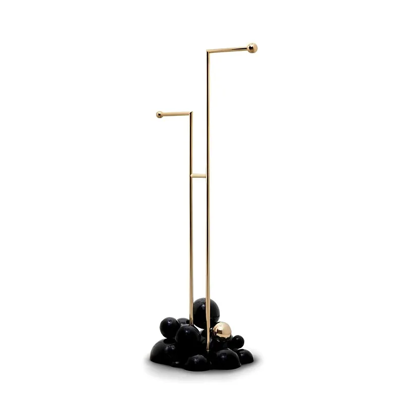 

Independent floor-to-ceiling stainless steel towel rack Unique bathroom rack