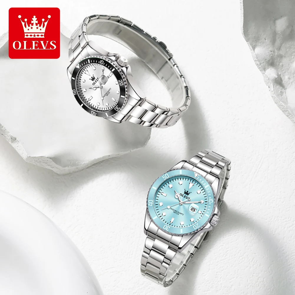 OLEVS Luxury Stainless Steel Waterproof Quartz Watch for Women Fashion Calendar Luminous Womens Wristwatch Sport Clock reloj - view 5
