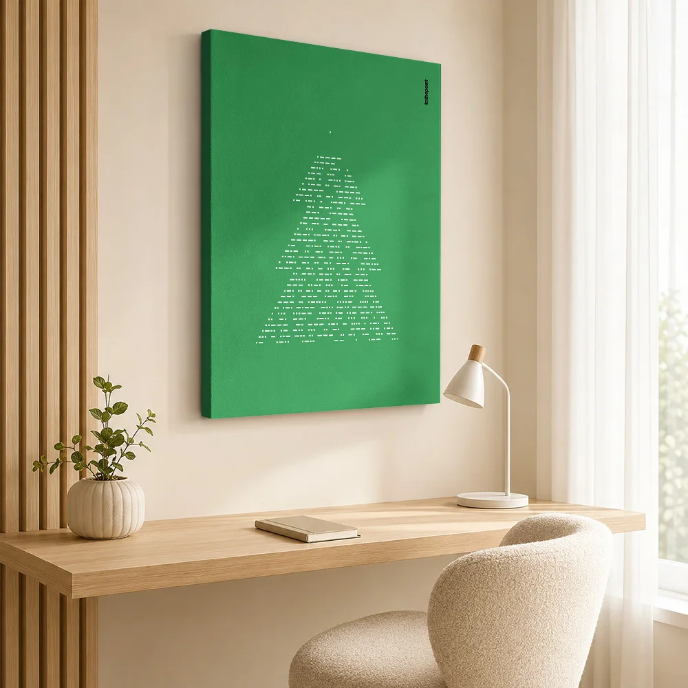 Morse Code Christmas Tree Gallery Wrapped Canvas Print Customized Photo, Minimalist Coded Lettering Wall Art For Living Room