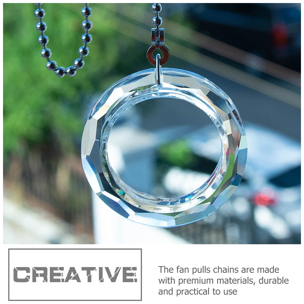 

2Pcs Ceiling Fan Pull Chain Crystal Ring Pendant Light Decorative Hanging Accessory for Lamp Fixture Home Decor Stylish Design