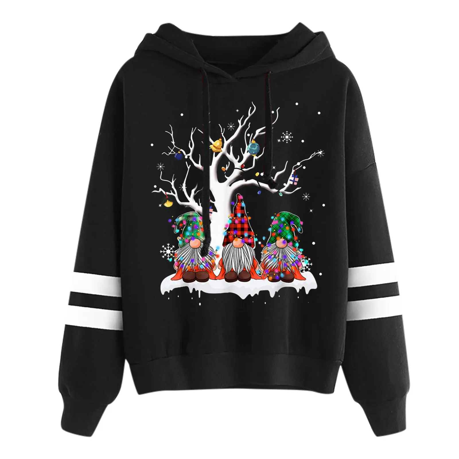 Women\'S Sweatshirt Plus Size Round Neck Warm Soft Christmas Pattern Printed Xmas Tree Print Pullover Hoodies Tops Female Wear