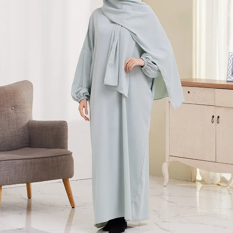 Ramadan Hooded Abaya Sewn Scarf Prayer Dress Abayas for Women Dubai Loose Niqab Muslim African Long Dresses Islam Djellaba 2024