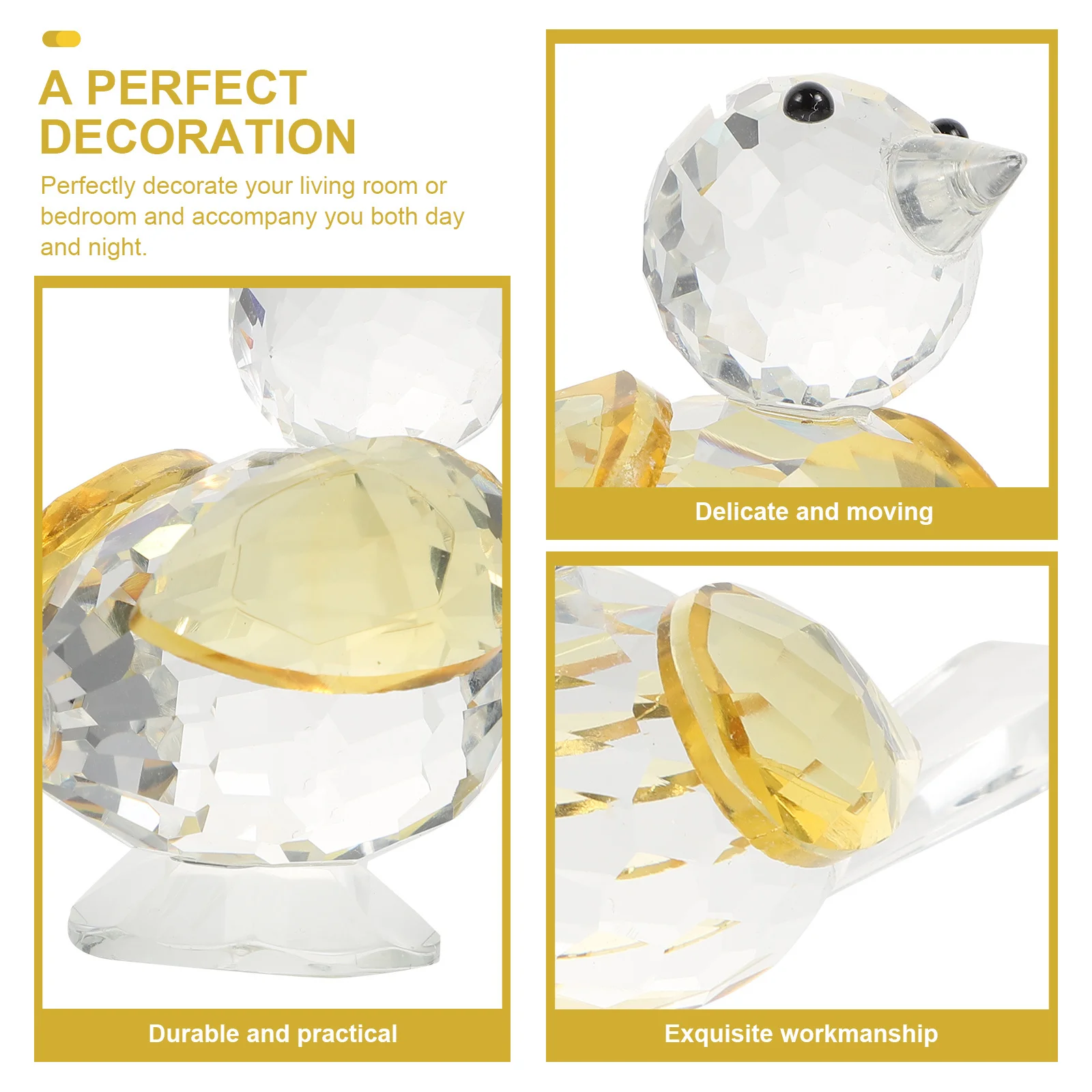 

1Pcs Unique Little Bird Glass Craft Desktop Ornament Exquisite Creative Home Tabletop Decor Glass Adorn Home Use Desktop Decor