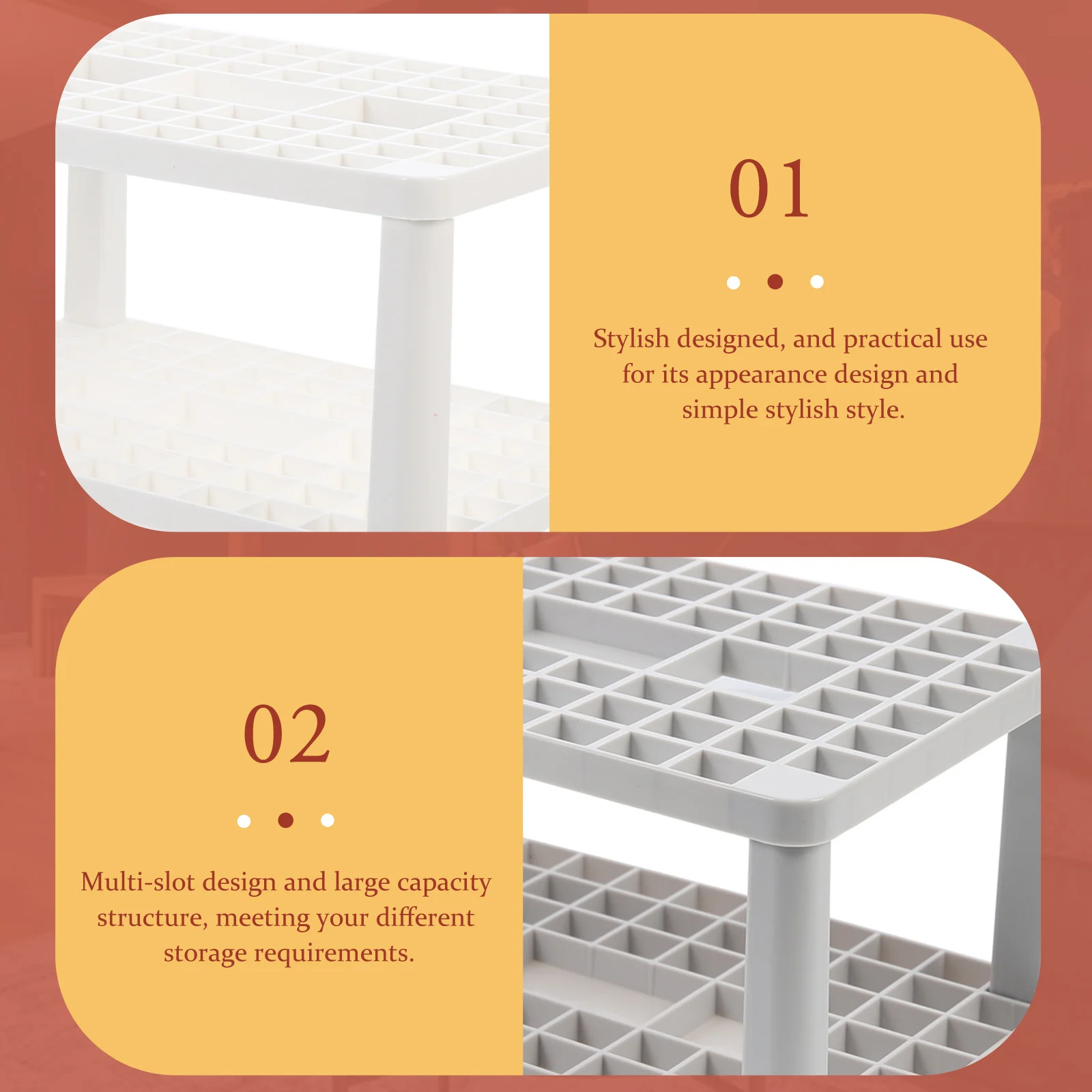 

2Pcs Makeup Brush Holder Organizer Square Storage Rack Plastic Multi-Slot Pen Paint Pencil Stand