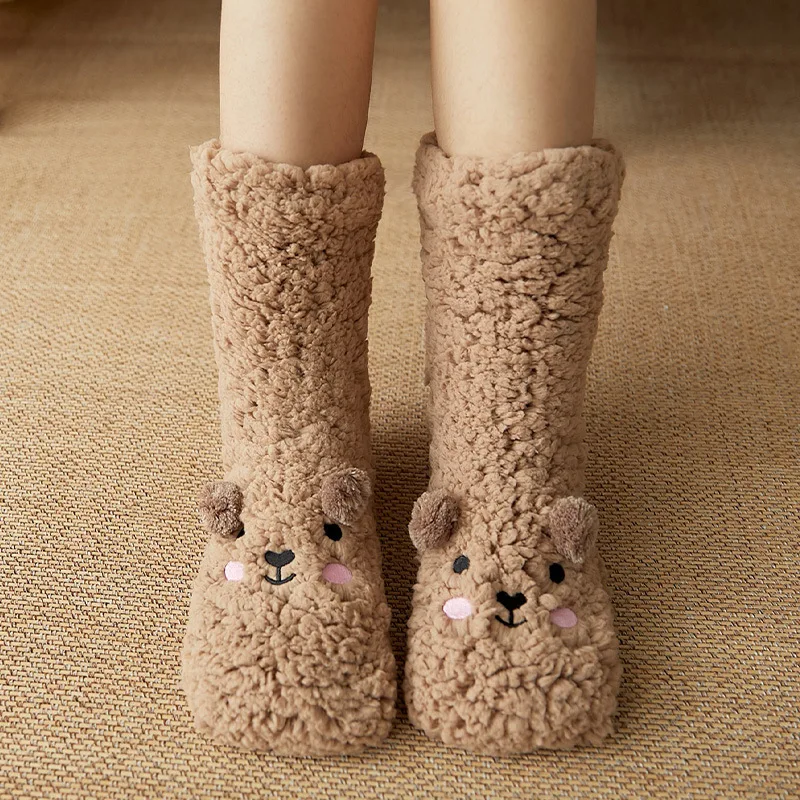 

Thickened Winter Fuzzy Warm Women Socks Cute Socks Bear Fuzzy Stocking Home Floor Room Funny Female Sleep Socks Christmas Gifts