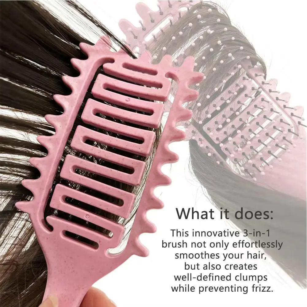 

Curl Defining Brush,Hair Comb For Curly Hair,Curl With Prongs Define Styling Brush,Curved Vented Detangling Brush Styling T D5Z8