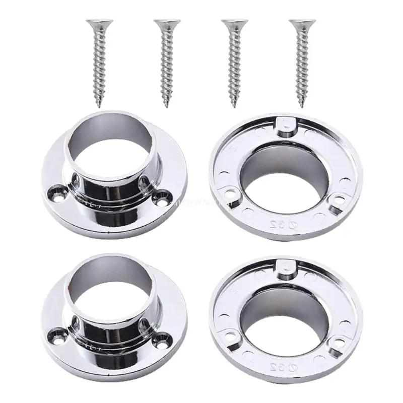 2 Pair Steel Flange Connectors easy installs Closet Brackets Heavy Duty Closet Supports set for Wardrobe Pipe Support