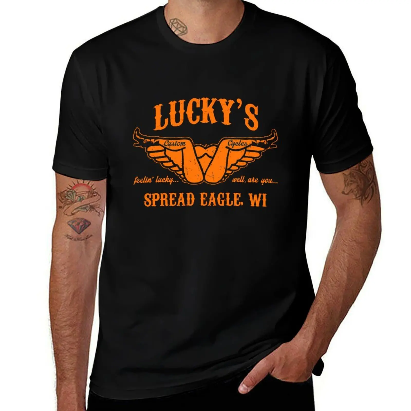 luckys-Spread-Eagle- T-Shirt Big Size Crew Neck T-Shirt