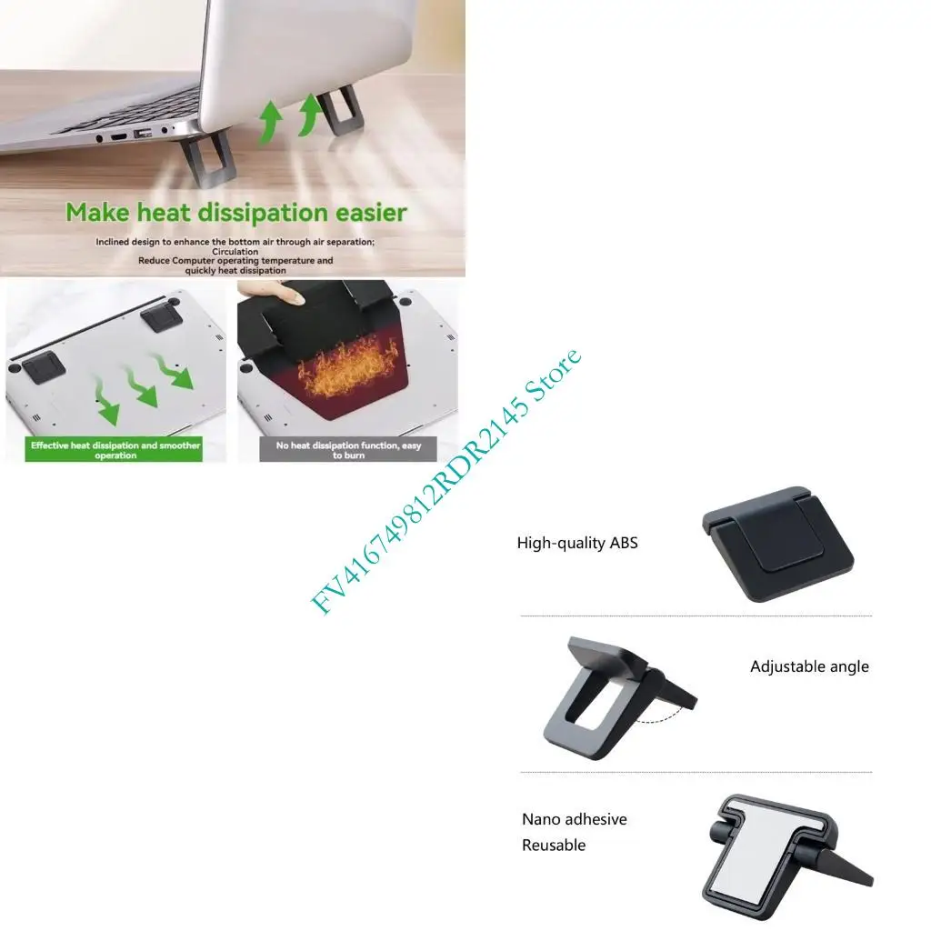 

B2EF 2Pcs Foldable Laptop Stand Portable Laptop Stand Invisible Cooling Laptop Stand Cooling Office Footpad Notebook Tablets