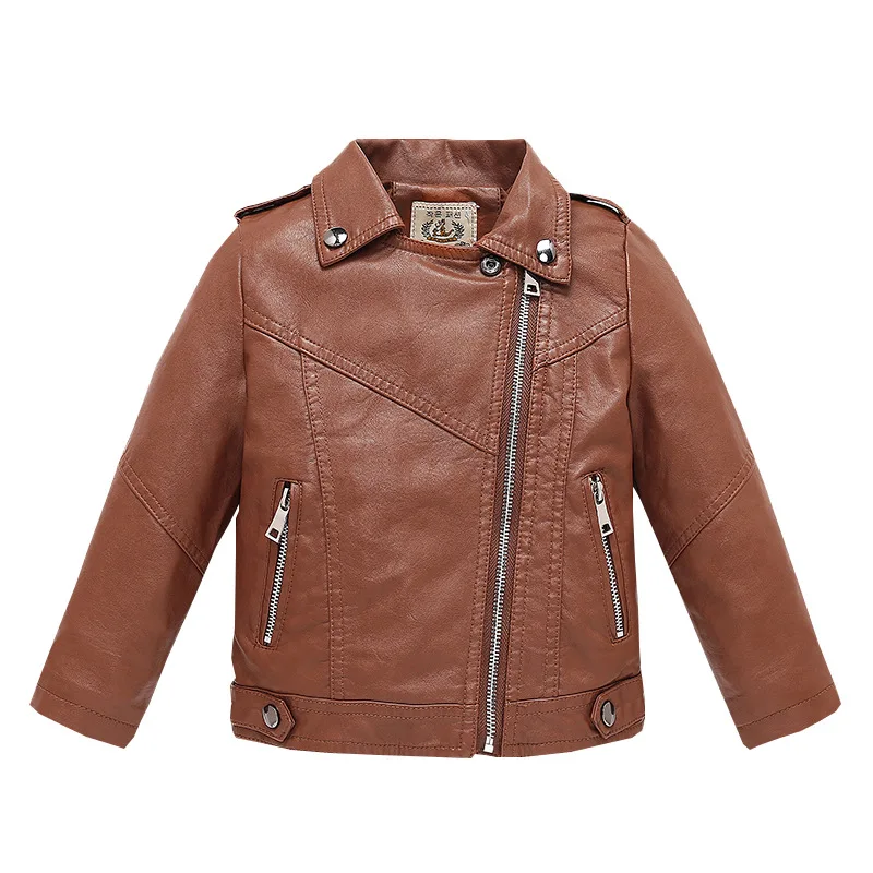 

Boys Coffee Christmas Motorcycle Pu Leather Jacket Children NEW Year Waterproof Windproof Coat Teen Kids Street Photography Wear