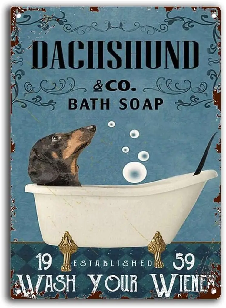 

Metal Sign Dachshund Co. Bath Soap Wash Your Paws Signs Vintage Tin Sign Retro Sign Aluminum Signs for Kitchen Home