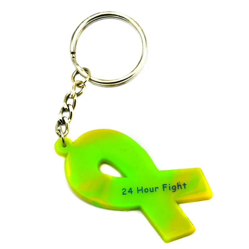 1 PC 24 Hour Fight against Cancer Inspirational Silicone Keychain Printed Logo Key Ring for Medical