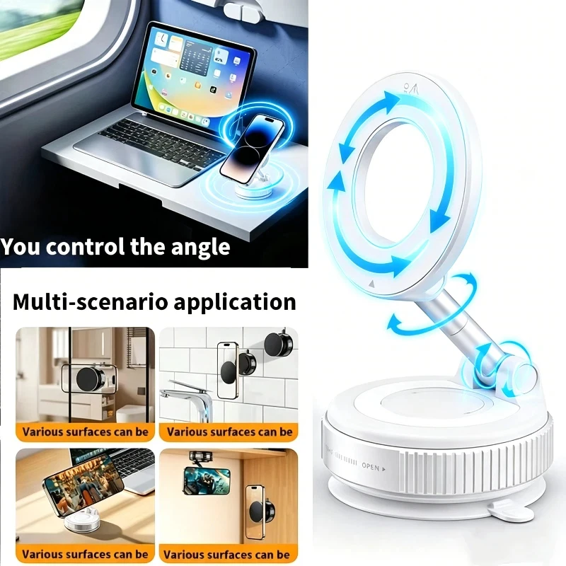 

Car Phone Holder With Vacuum Adsorption And Magnetic Suction 360° Adjustable Vacuum Car Mount For Cell Phone In-car Navigation